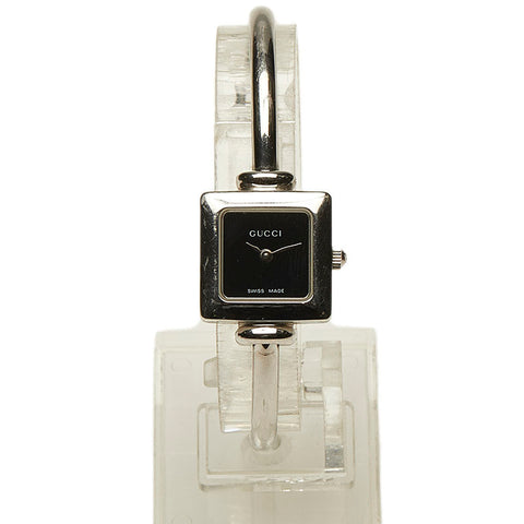 グッチ 1900L シルバー ステンレススチール 腕時計 レディース GUCCI クオーツ ブラック文字盤 【中古】