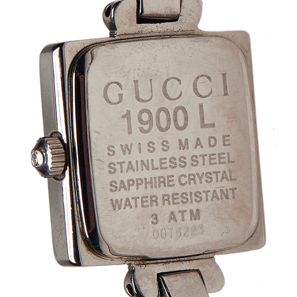 グッチ 1900L シルバー ステンレススチール 腕時計 レディース GUCCI クオーツ ブラック文字盤 【中古】