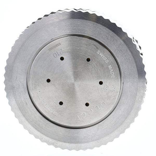 グッチ 210 YC210001 シルバー ステンレススチール 置時計 メンズ GUCCI クオーツ ブラック文字盤 【中古】