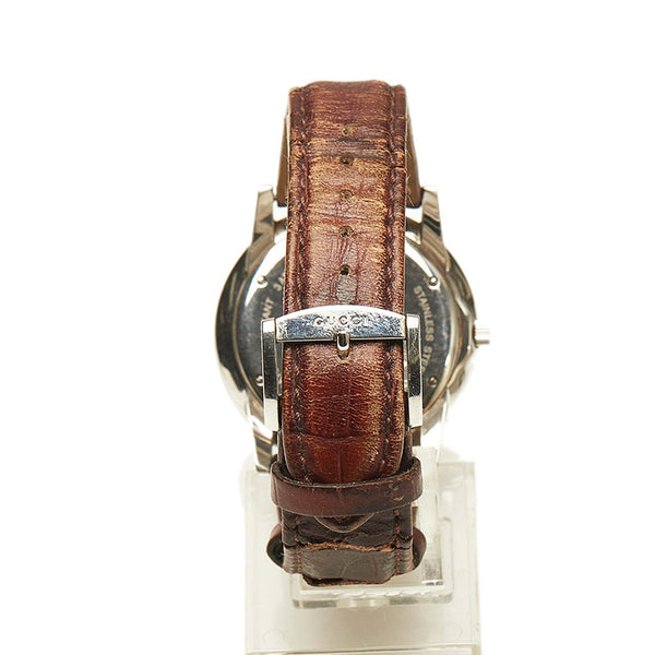 グッチ 5600M シルバー ステンレススチール 腕時計 メンズ GUCCI クオーツ ブラック文字盤 【中古】