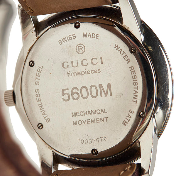 グッチ 5600M シルバー ステンレススチール 腕時計 メンズ GUCCI クオーツ ブラック文字盤 【中古】