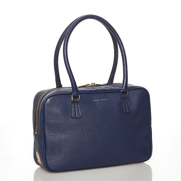 エーディーエムジェイ ブルー レザー ハンドバッグ レディース ADMJアクセソワ 【中古】