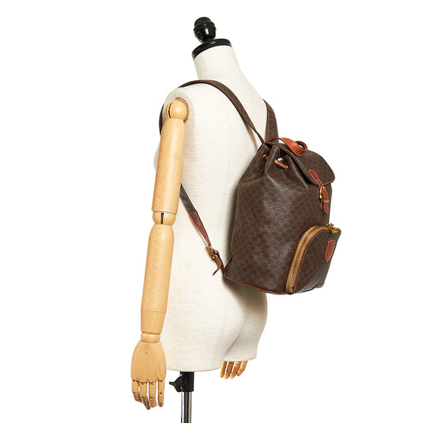 セリーヌ マカダム ブラウン PVC レザー リュック・バックパック レディース CELINE 【中古】