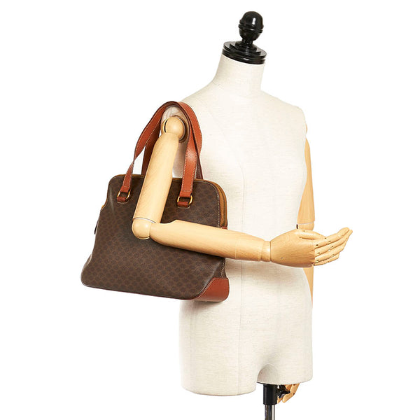 セリーヌ マカダム ハンドバッグ ブラウン PVC レザー レディース CELINE 【中古】