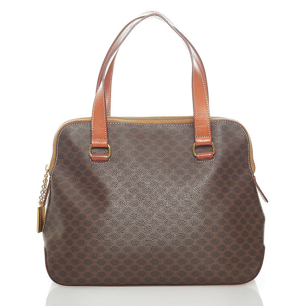 セリーヌ マカダム ハンドバッグ ブラウン PVC レザー レディース CELINE 【中古】