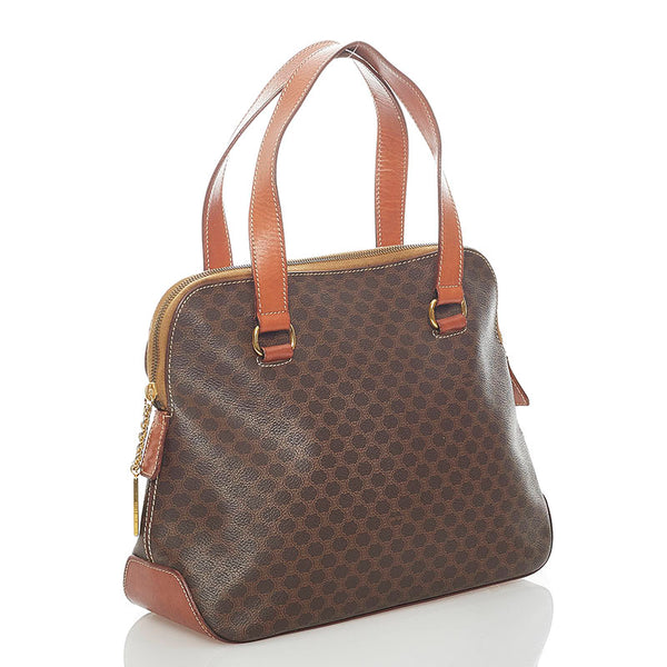 セリーヌ マカダム ハンドバッグ ブラウン PVC レザー レディース CELINE 【中古】