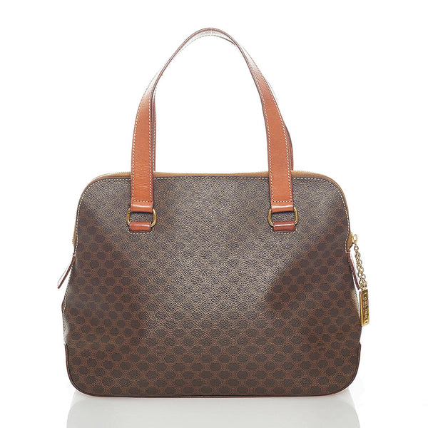 セリーヌ マカダム ハンドバッグ ブラウン PVC レザー レディース CELINE 【中古】