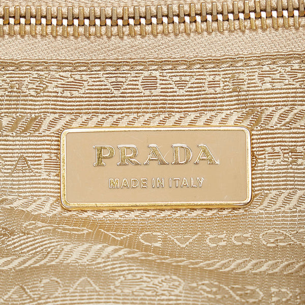 プラダ ホワイト ナイロン レザー ハンドバッグ ショルダーバッグ 2WAY レディース PRADA 【中古】