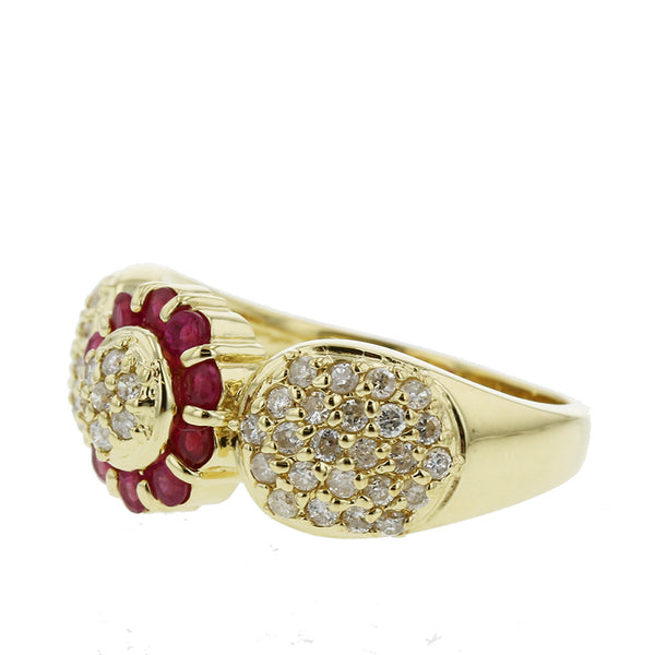 K18YG イエローゴールド ルビー0.53ct ダイヤ0.52ct リング 指輪 レディース 12号 【中古】