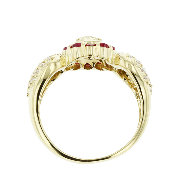 K18YG イエローゴールド ルビー0.53ct ダイヤ0.52ct リング 指輪 レディース 12号 【中古】