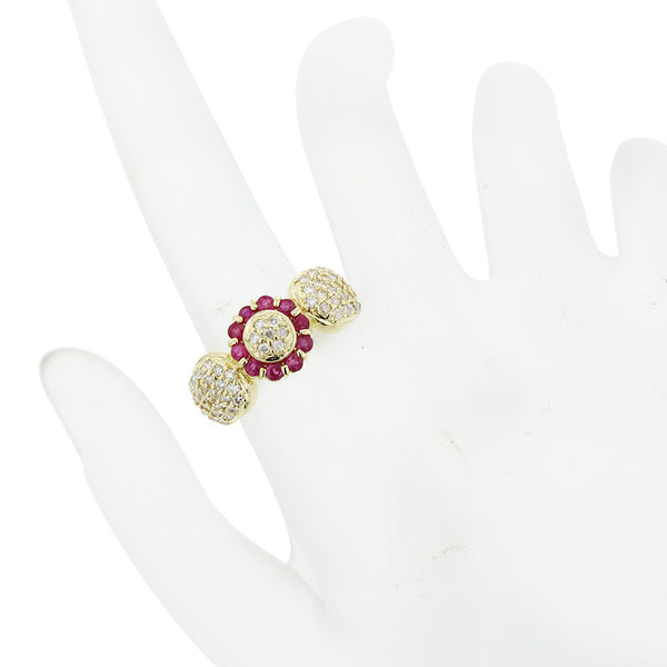 K18YG イエローゴールド ルビー0.53ct ダイヤ0.52ct リング 指輪 レディース 12号 【中古】