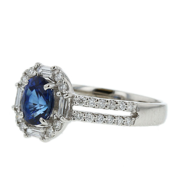 Pt900 プラチナ サファイア1.13ct ダイヤ0.42ct リング 指輪 レディース 12号 【中古】