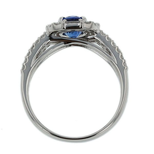 Pt900 プラチナ サファイア1.13ct ダイヤ0.42ct リング 指輪 レディース 12号 【中古】