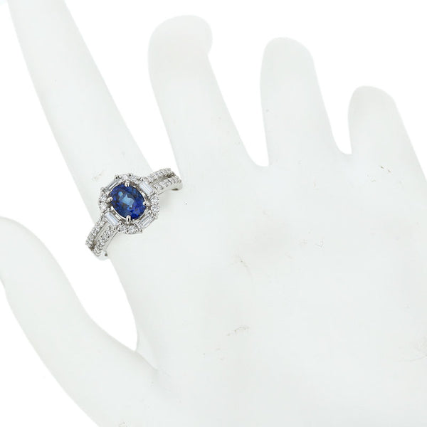 Pt900 プラチナ サファイア1.13ct ダイヤ0.42ct リング 指輪 レディース 12号 【中古】