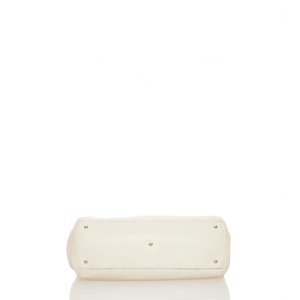 グッチ バンブー  ショッパー ホワイト レザー トートバッグ ショルダーバッグ 2WAY レディース GUCCI 【中古】