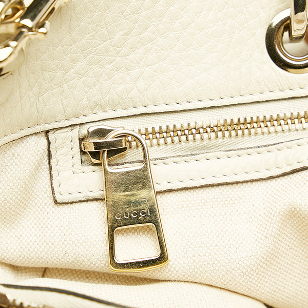 グッチ バンブー  ショッパー ホワイト レザー トートバッグ ショルダーバッグ 2WAY レディース GUCCI 【中古】