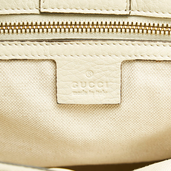 グッチ バンブー  ショッパー ホワイト レザー トートバッグ ショルダーバッグ 2WAY レディース GUCCI 【中古】