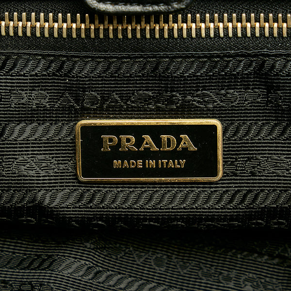 プラダ タッセル ブラック ナイロン レザー ハンドバッグ レディース PRADA 【中古】