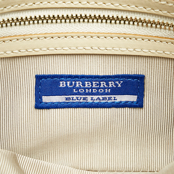 バーバリー シルバー ブラック キャンバス レザー ショルダーバッグ レディース BURBERRY 【中古】