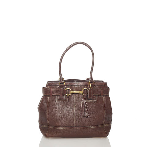 コーチ 10214 ブラウン レザー トートバッグ レディース COACH 【中古】