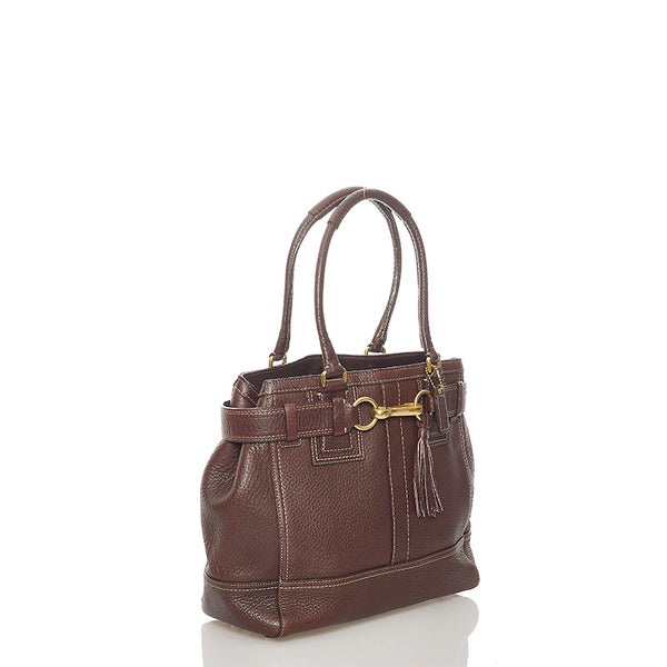 コーチ 10214 ブラウン レザー トートバッグ レディース COACH 【中古】