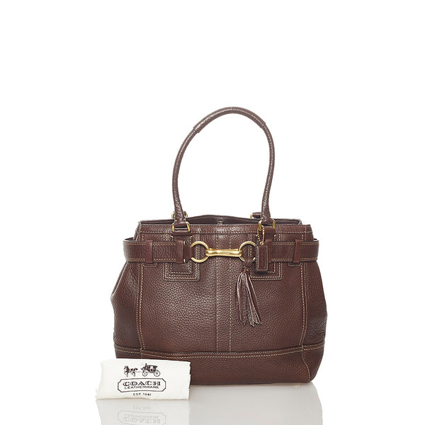 コーチ 10214 ブラウン レザー トートバッグ レディース COACH 【中古】