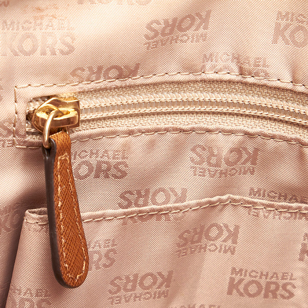 マイケルコース ホワイト ブラウン PVC レザー トートバッグ レディース Michael Kors 【中古】