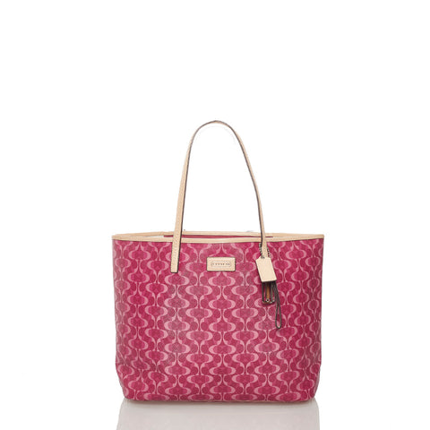 コーチ ミニシグネチャー トートバッグ F25673 ピンク PVC レザー レディース COACH 【中古】