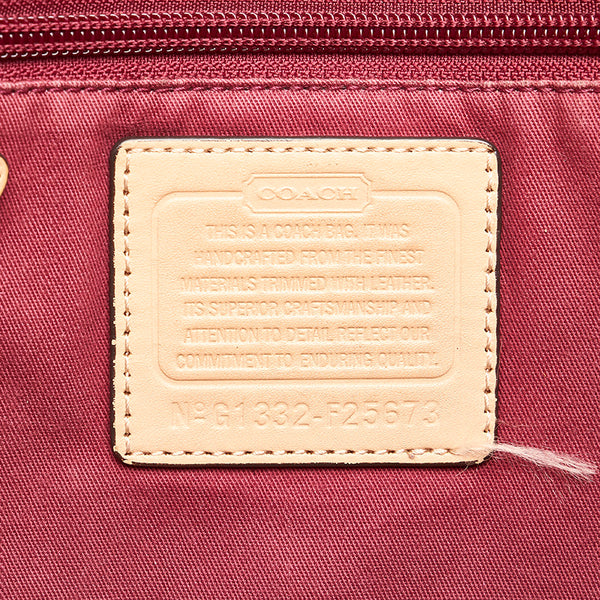 コーチ ミニシグネチャー トートバッグ F25673 ピンク PVC レザー レディース COACH 【中古】