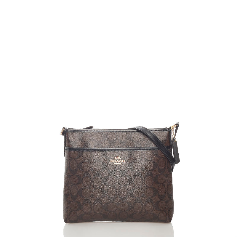 コーチ シグネチャー F29210 ブラウン PVC レザー ショルダーバッグ レディース COACH 【中古】