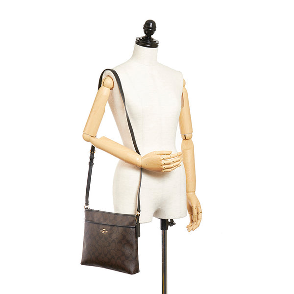 コーチ シグネチャー F29210 ブラウン PVC レザー ショルダーバッグ レディース COACH 【中古】