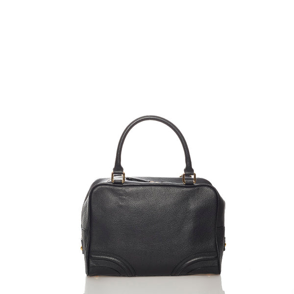 バーバリー ブルーレーベルクレストブリッジ ブラック レザー ハンドバッグ レディース BURBERRY 【中古】