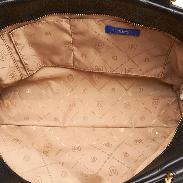 バーバリー ブルーレーベルクレストブリッジ ブラック レザー ハンドバッグ レディース BURBERRY 【中古】