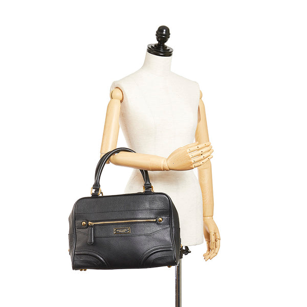 バーバリー ブルーレーベルクレストブリッジ ブラック レザー ハンドバッグ レディース BURBERRY 【中古】