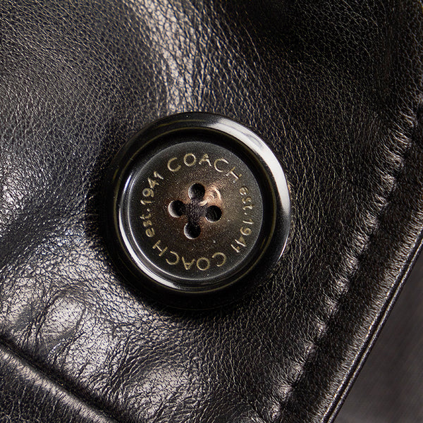 コーチ ブラック レザー ステンカラーコート メンズ COACH 【中古】