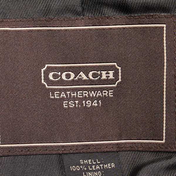 コーチ ブラック レザー ステンカラーコート メンズ COACH 【中古】