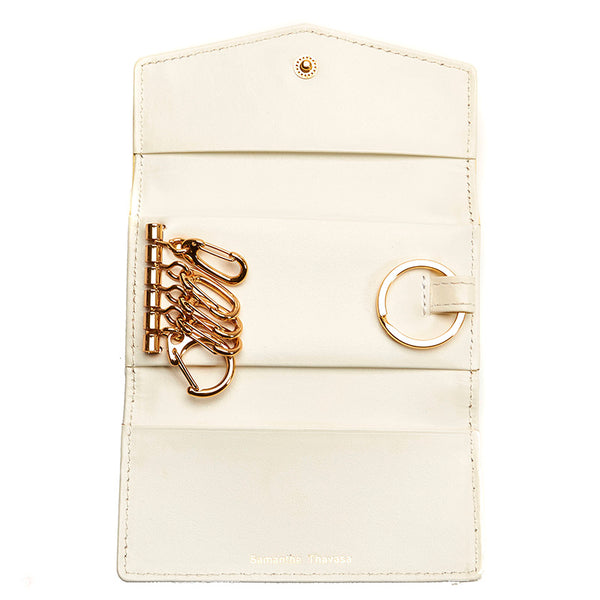 サマンサタバサ キーケース イエロー ホワイト レザー レディース Samantha Thavasa 【中古】