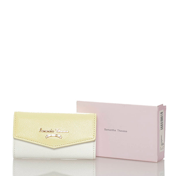 サマンサタバサ キーケース イエロー ホワイト レザー レディース Samantha Thavasa 【中古】