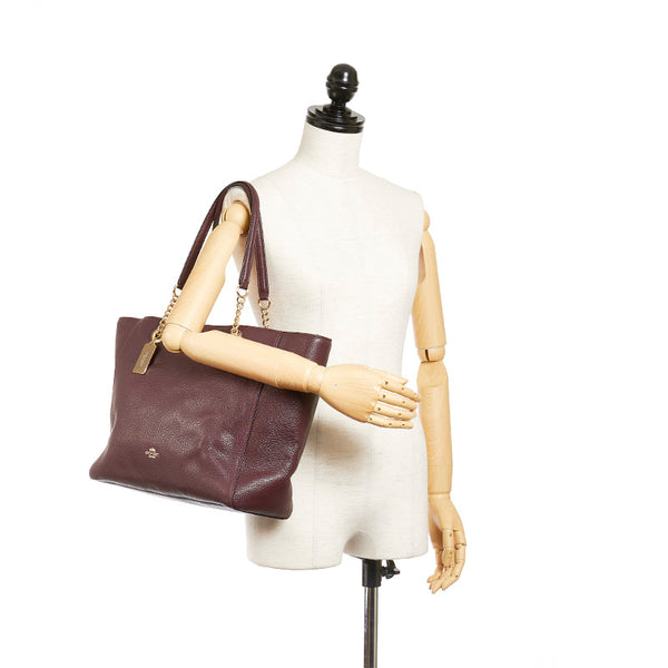 コーチ 56830 ワインレッド レザー チェーン トートバッグ レディース COACH 【中古】