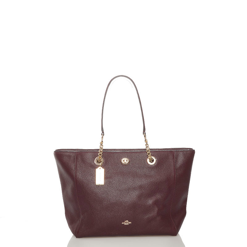 コーチ 56830 ワインレッド レザー チェーン トートバッグ レディース COACH 【中古】
