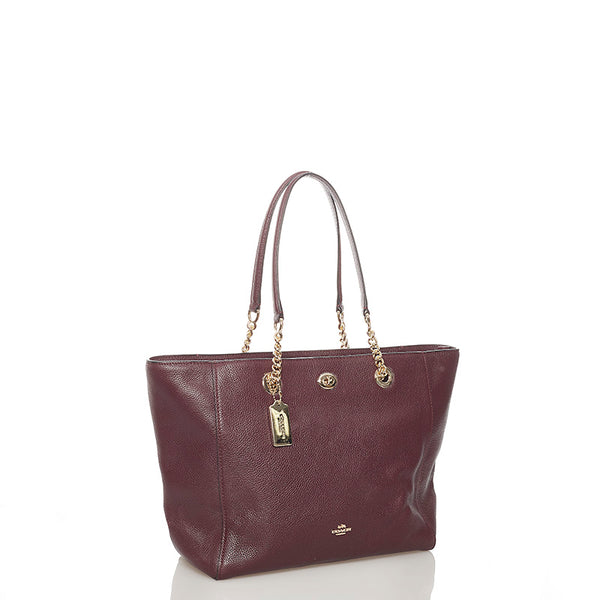 コーチ 56830 ワインレッド レザー チェーン トートバッグ レディース COACH 【中古】