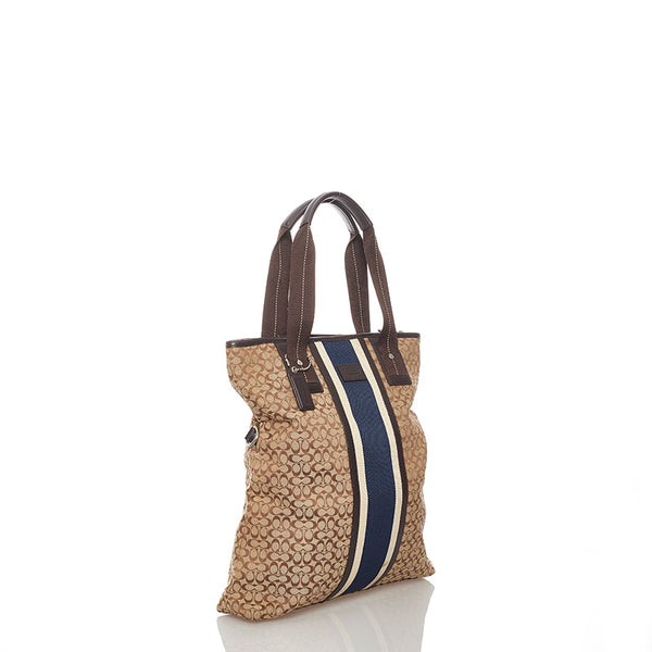 コーチ シグネチャー F70773 ブラウン ベージュ キャンバス レザー トートバッグ ショルダーバッグ 2WAY レディース COACH 【中古】