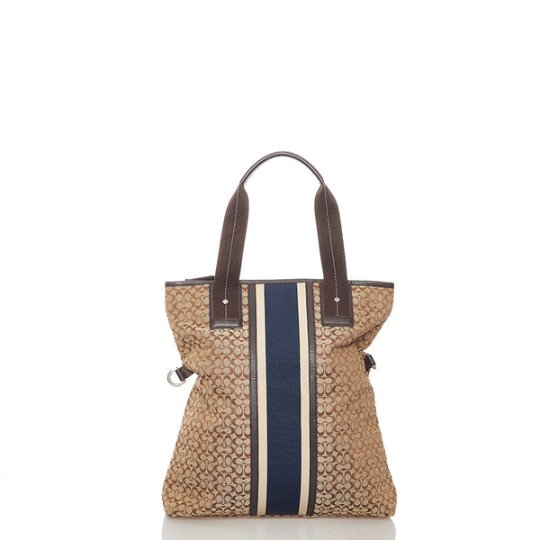 コーチ シグネチャー F70773 ブラウン ベージュ キャンバス レザー トートバッグ ショルダーバッグ 2WAY レディース COACH 【中古】