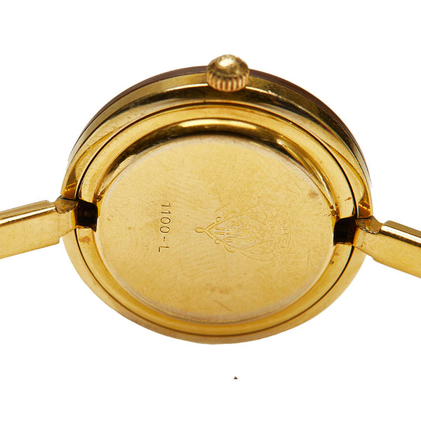 グッチ チェンジベゼル 1100-L ゴールド ステンレススチール 腕時計 レディース GUCCI クオーツ ホワイト文字盤 【中古】