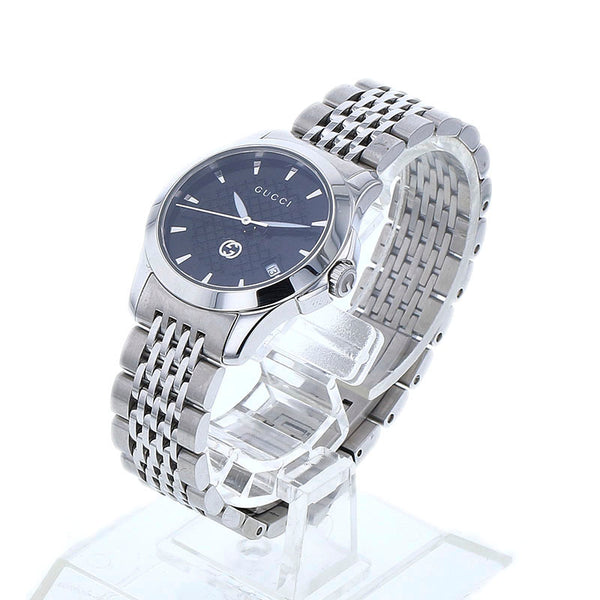グッチ Gタイムレス YA126505(126.5) シルバー ステンレススチール 腕時計 レディース GUCCI クオーツ ブラック文字盤 【中古】