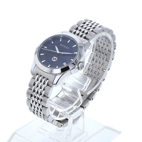 グッチ Gタイムレス YA126505(126.5) シルバー ステンレススチール 腕時計 レディース GUCCI クオーツ ブラック文字盤 【中古】