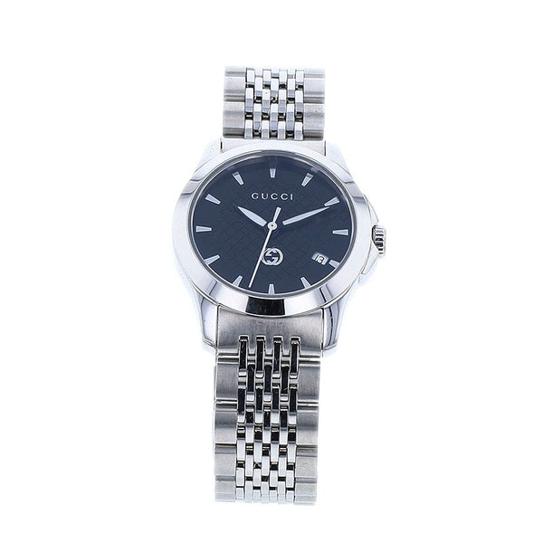 グッチ Gタイムレス YA126505(126.5) シルバー ステンレススチール 腕時計 レディース GUCCI クオーツ ブラック文字盤 【中古】