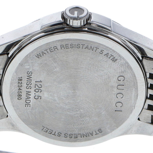 グッチ Gタイムレス YA126505(126.5) シルバー ステンレススチール 腕時計 レディース GUCCI クオーツ ブラック文字盤 【中古】