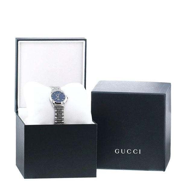 グッチ Gタイムレス YA126505(126.5) シルバー ステンレススチール 腕時計 レディース GUCCI クオーツ ブラック文字盤 【中古】