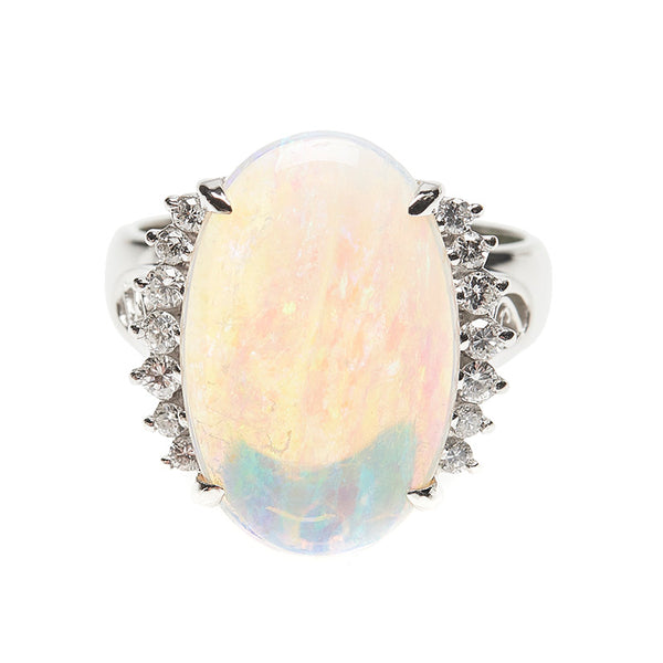 Pt900 プラチナ オパール4.60ct ダイヤ0.27ct リング 指輪 レディース 11.5号 【中古】